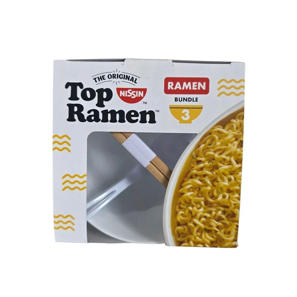 Top Ramen Bowl Set – Bowl, Soup Spoon, & Chopsticks – 3 Piece Gift Bundle